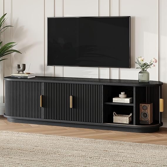 66.9" Wooden TV Stand with Sliding Doors