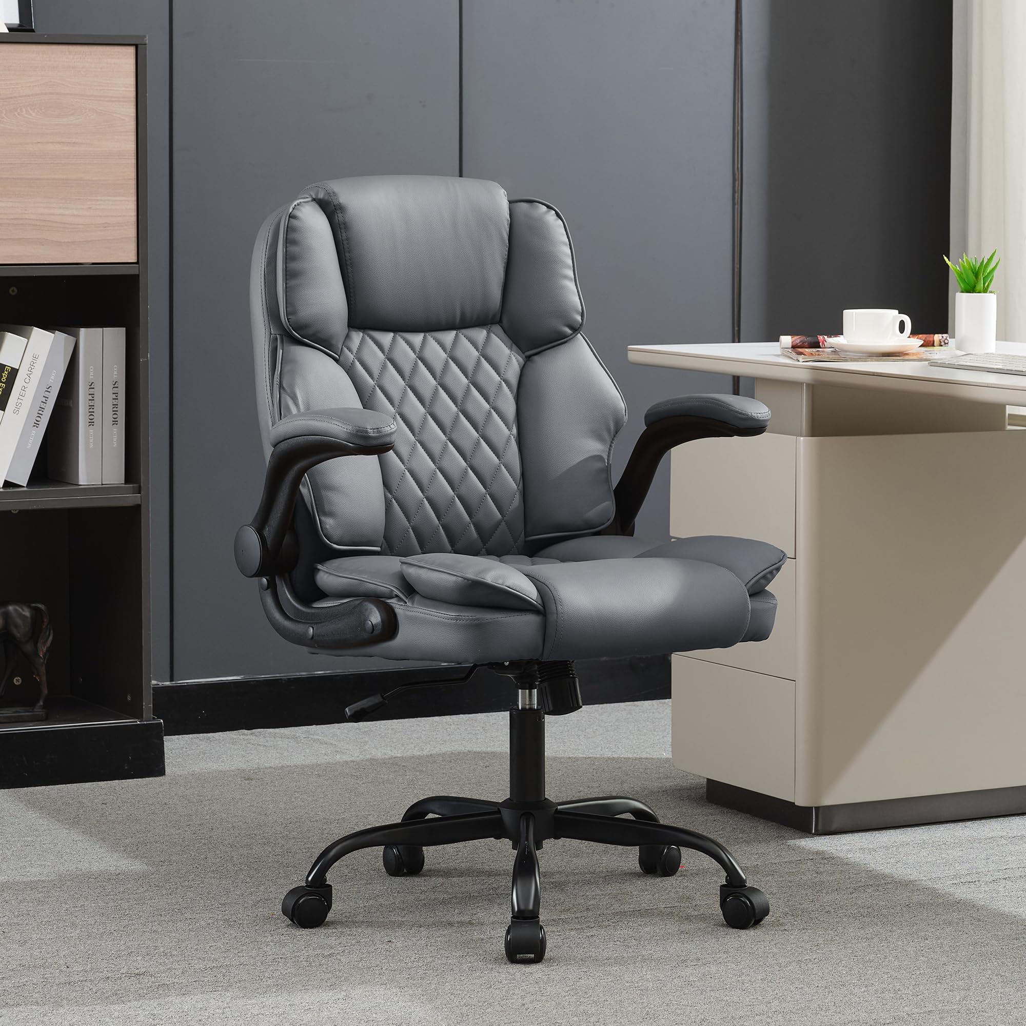 Ergonomic Mid Back Office Chair with Flip-Up Arms