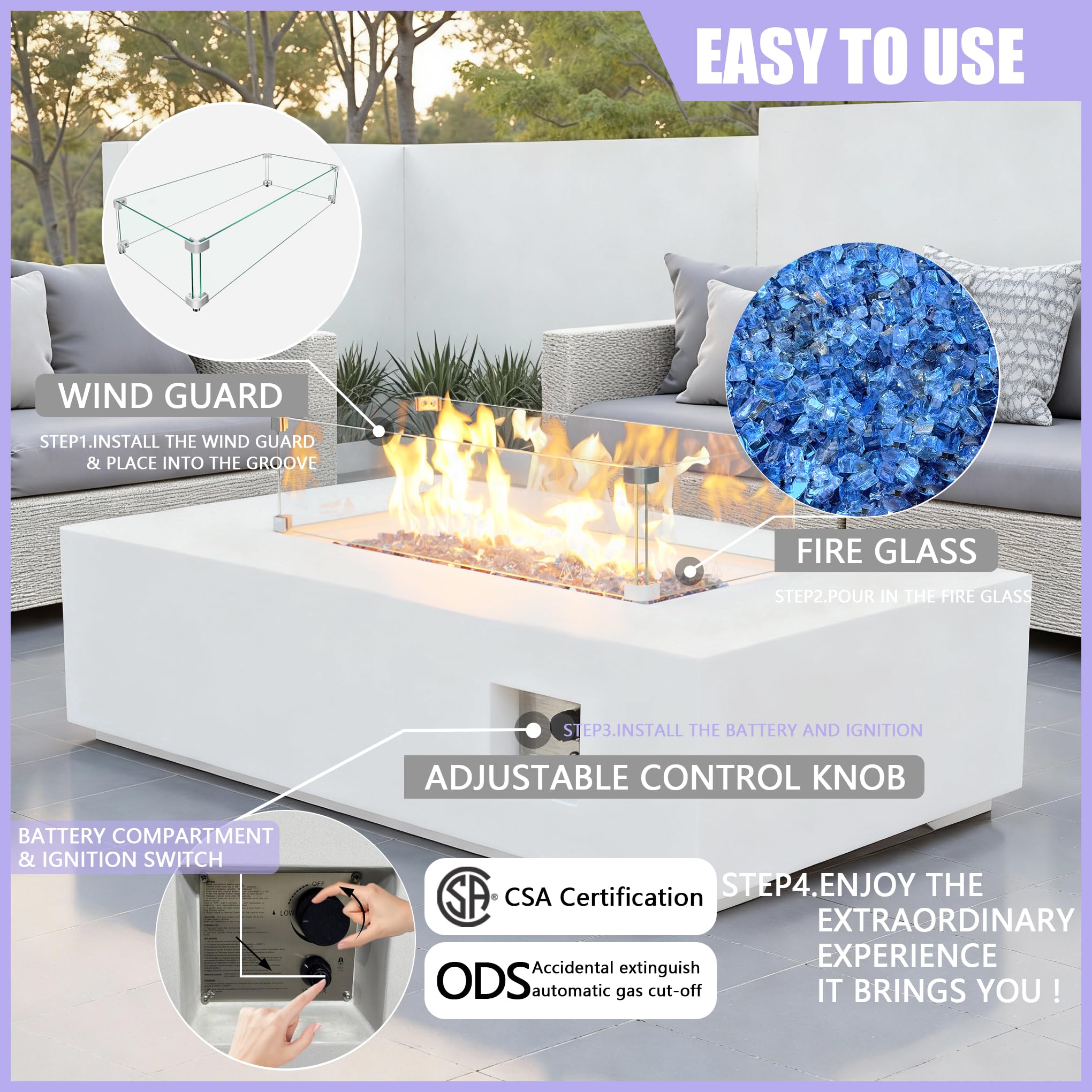 65,000 BTU Outdoor Propane Fire Pit Table