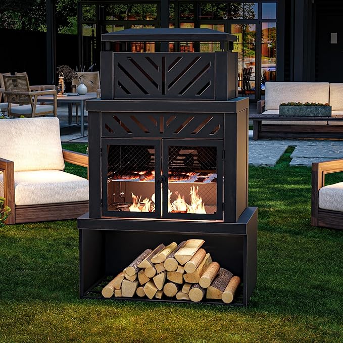 Propane Outdoor Fireplace 50,000 BTU with Ceramic Logs