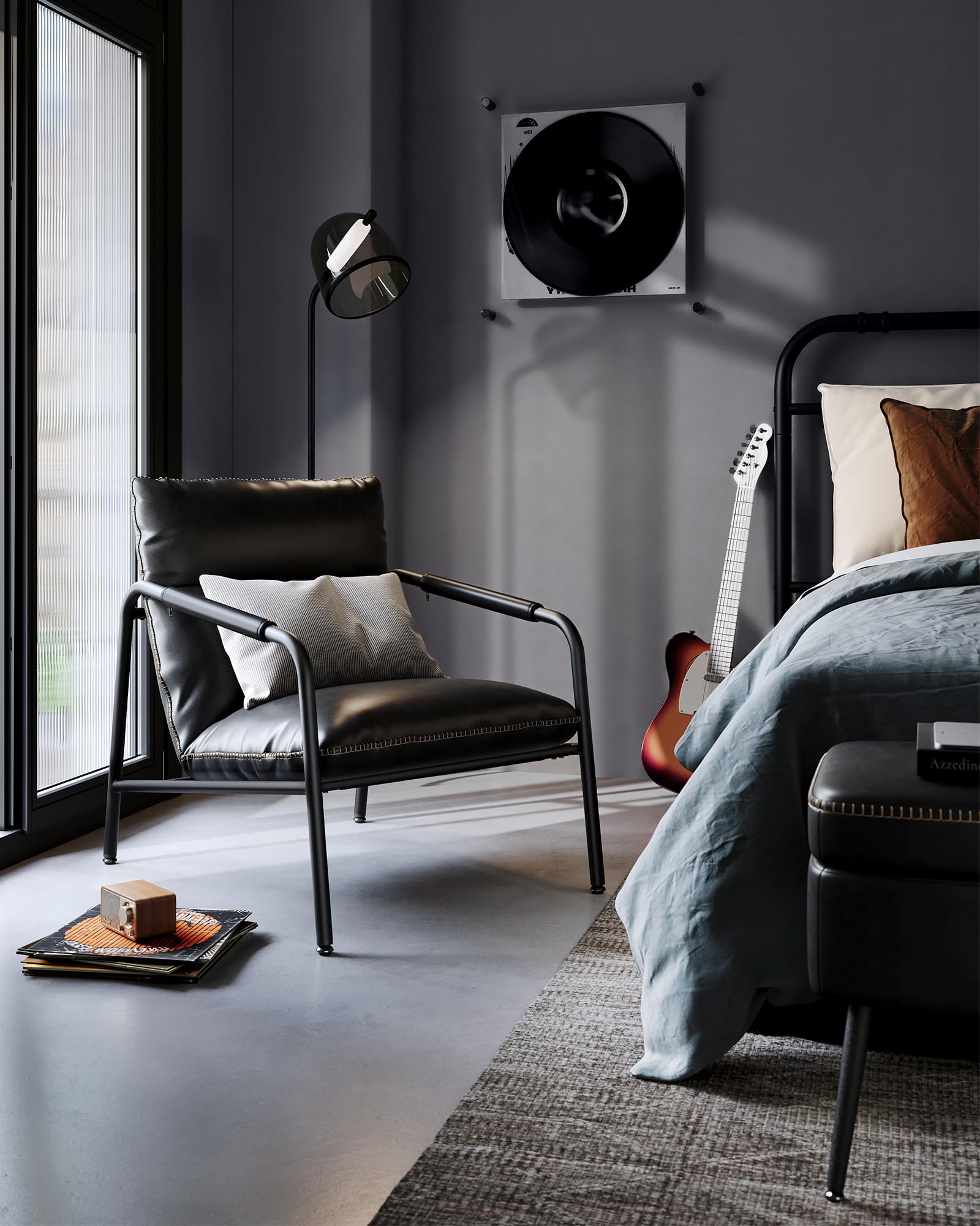 Mid-Century Modern Accent Chair with Metal Frame