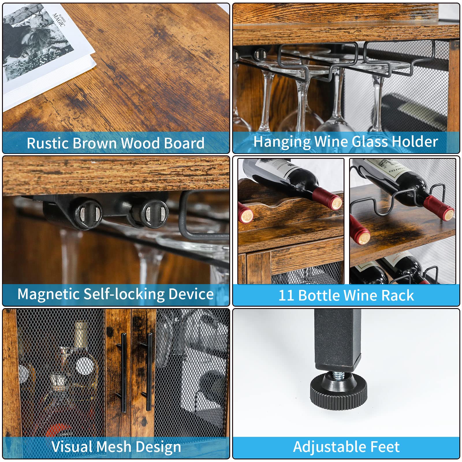 Wine Bar Cabinet with Glass Holder