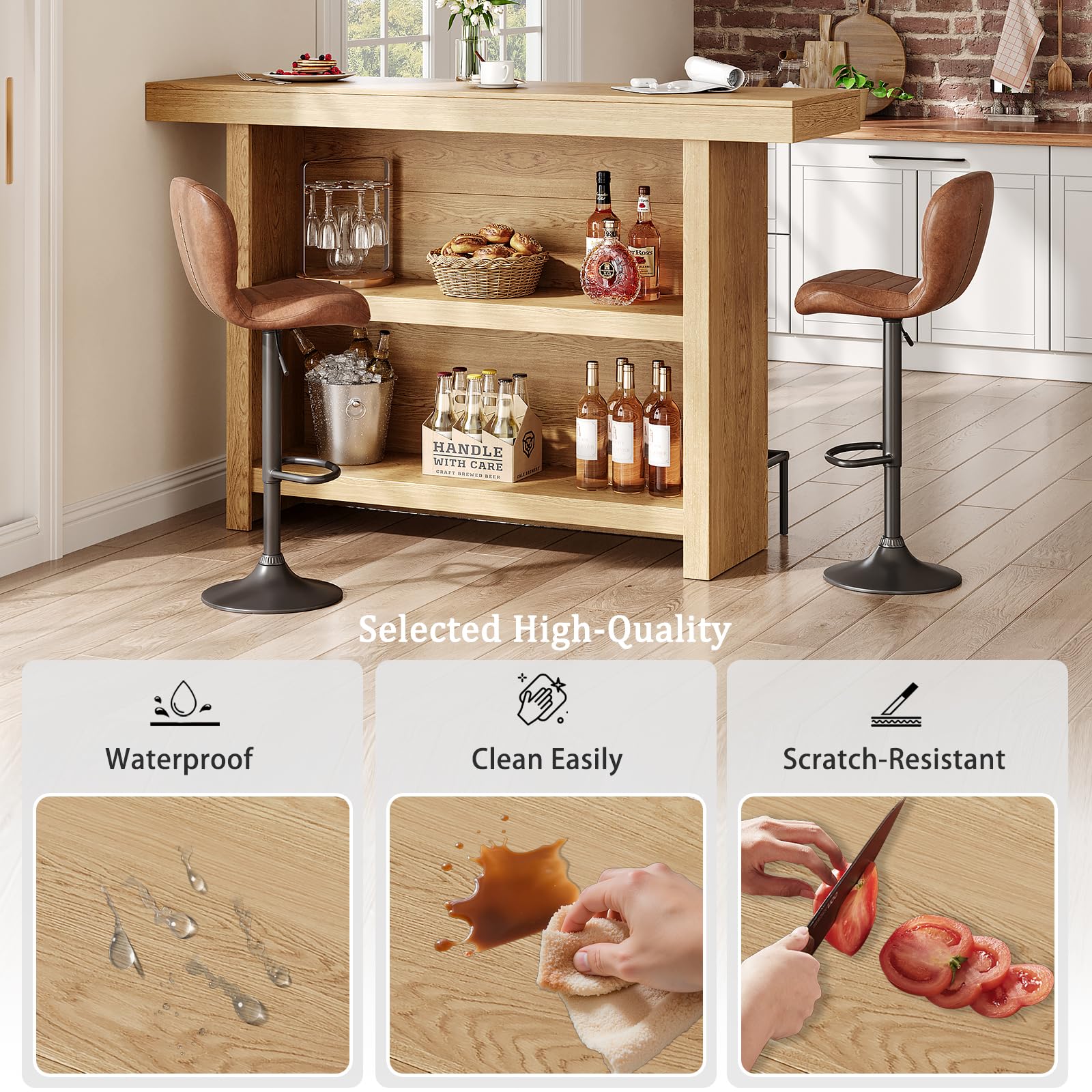 63-Inch Bar Table with Storage and Footrest