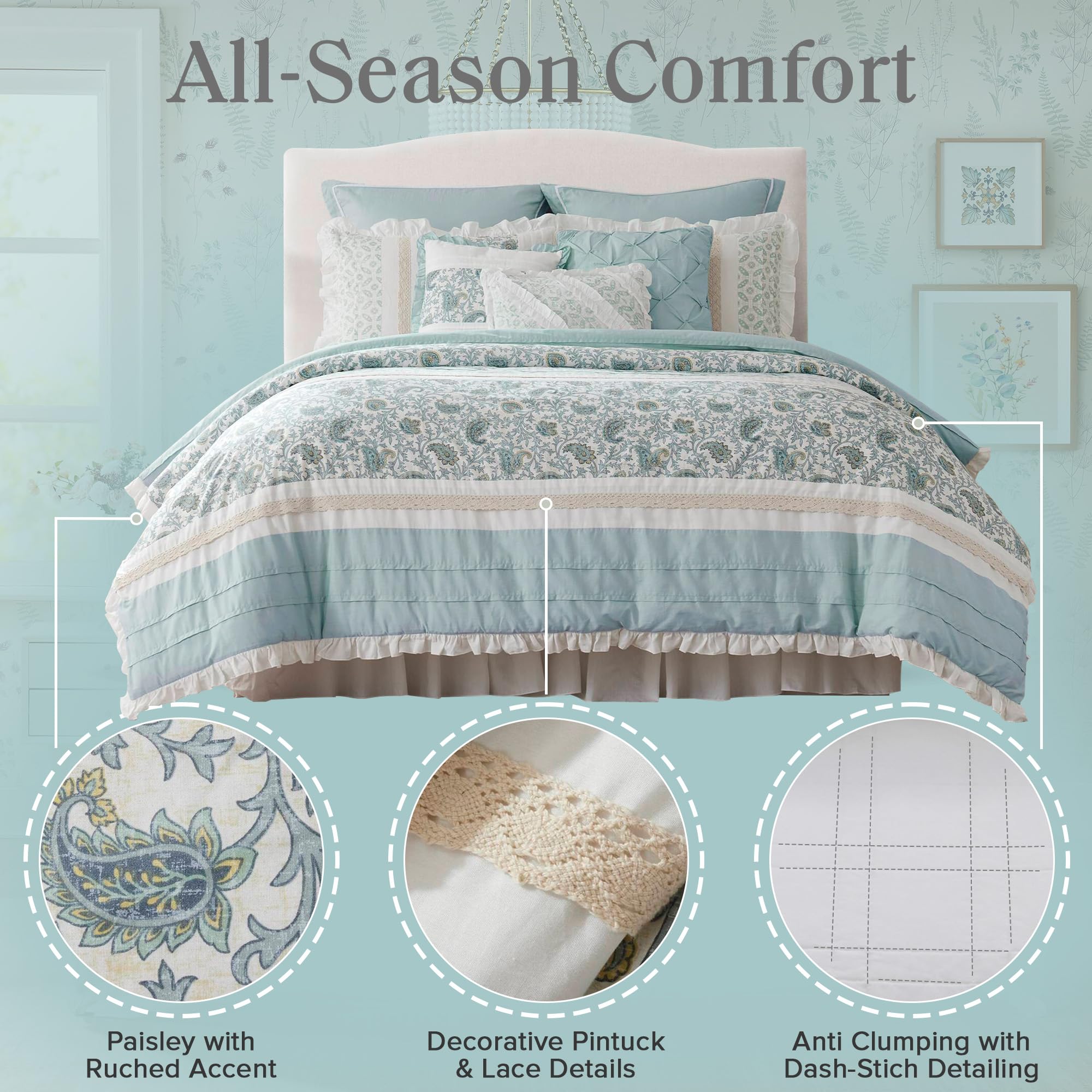 Cotton Percale Comforter Set Queen 9 Piece