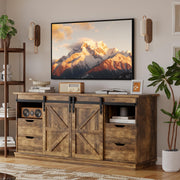 Farmhouse TV Stand for 65 Inch TV with Sliding Barn Doors