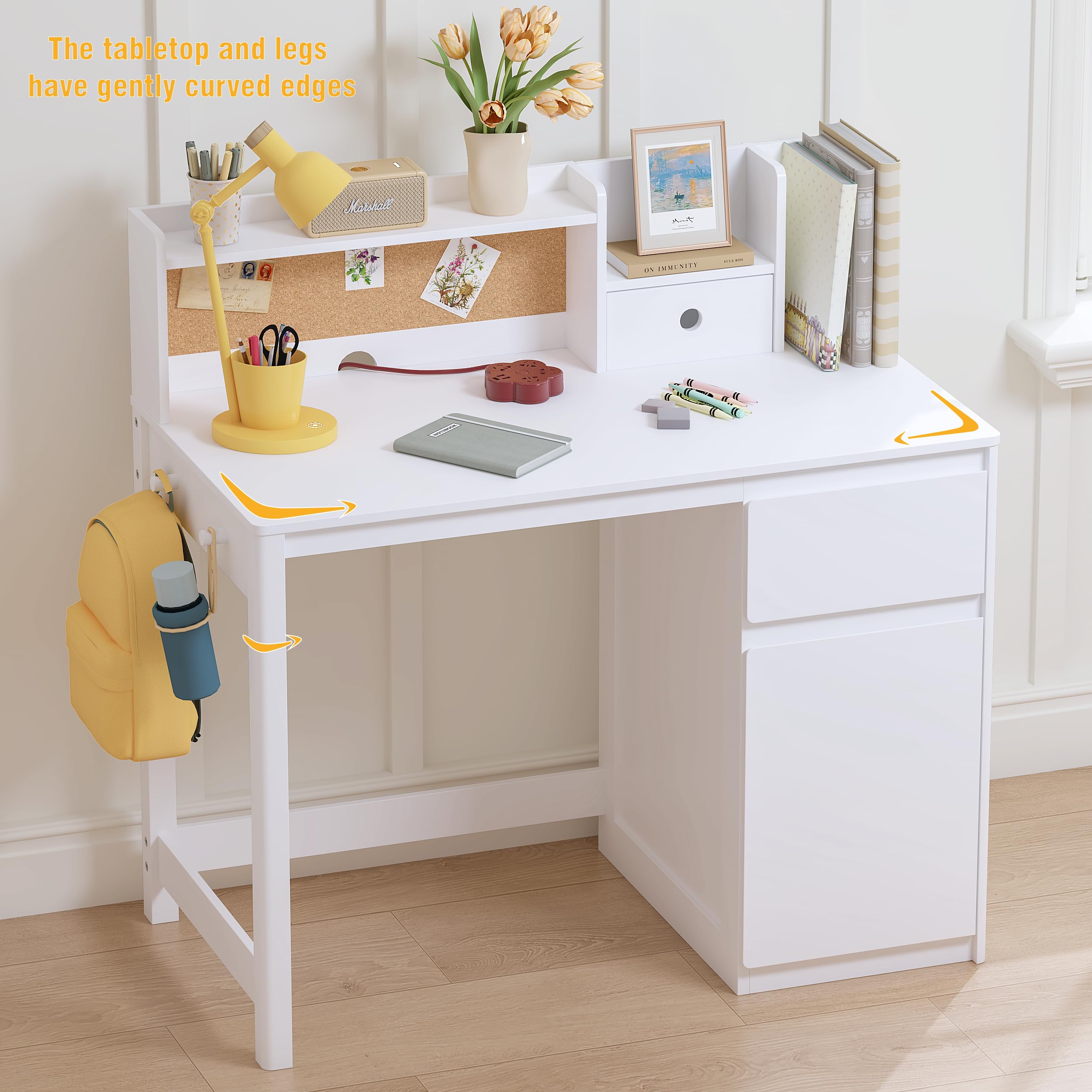 Kids Desk and Chair Set with Hutch