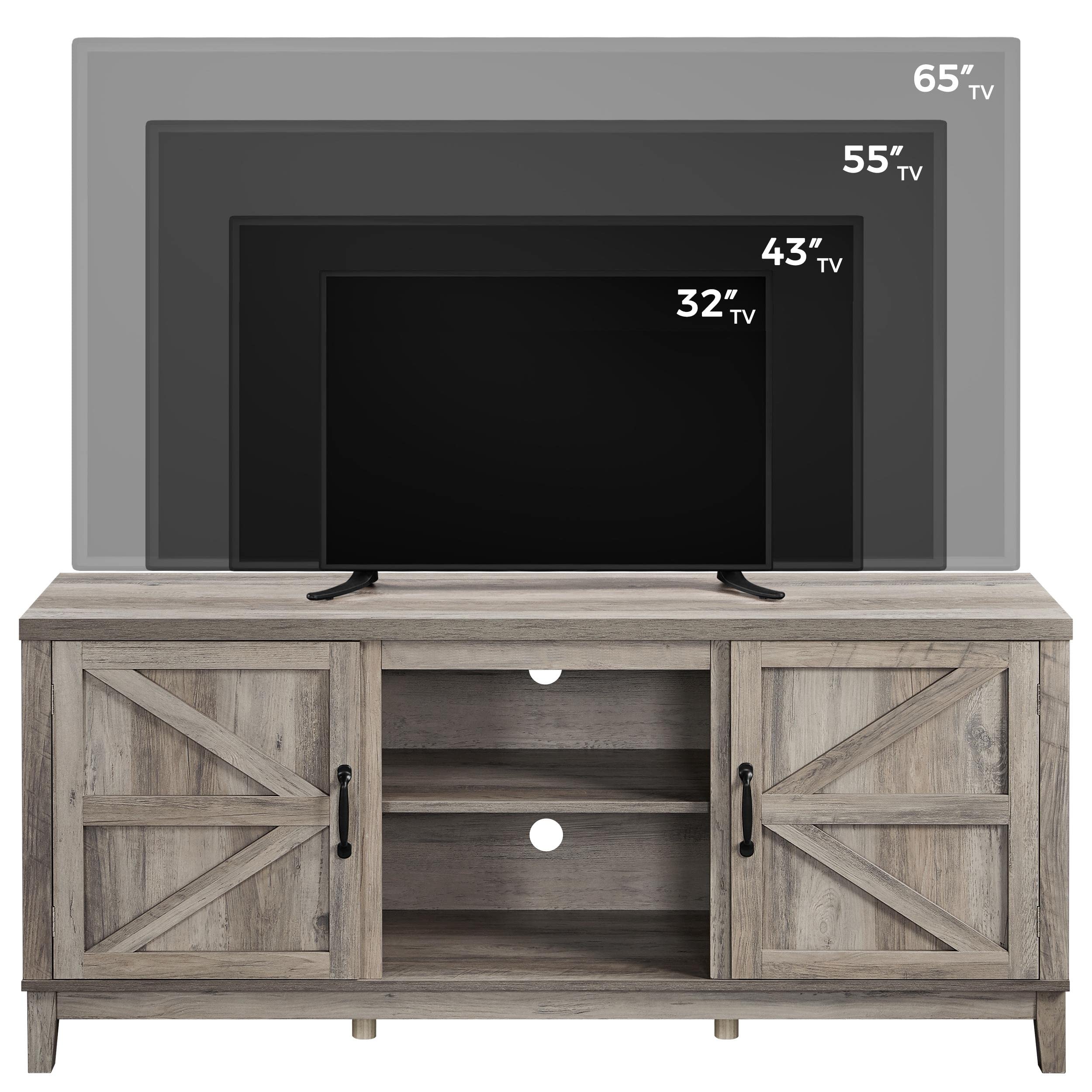 Farmhouse TV Console Table with Double Barn Doors