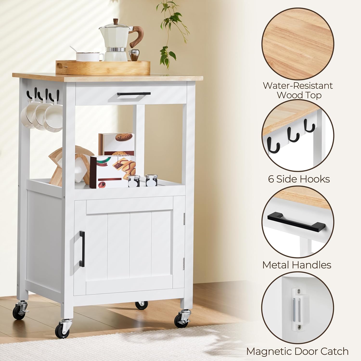 Kitchen Island Cart with Storage on Wheels