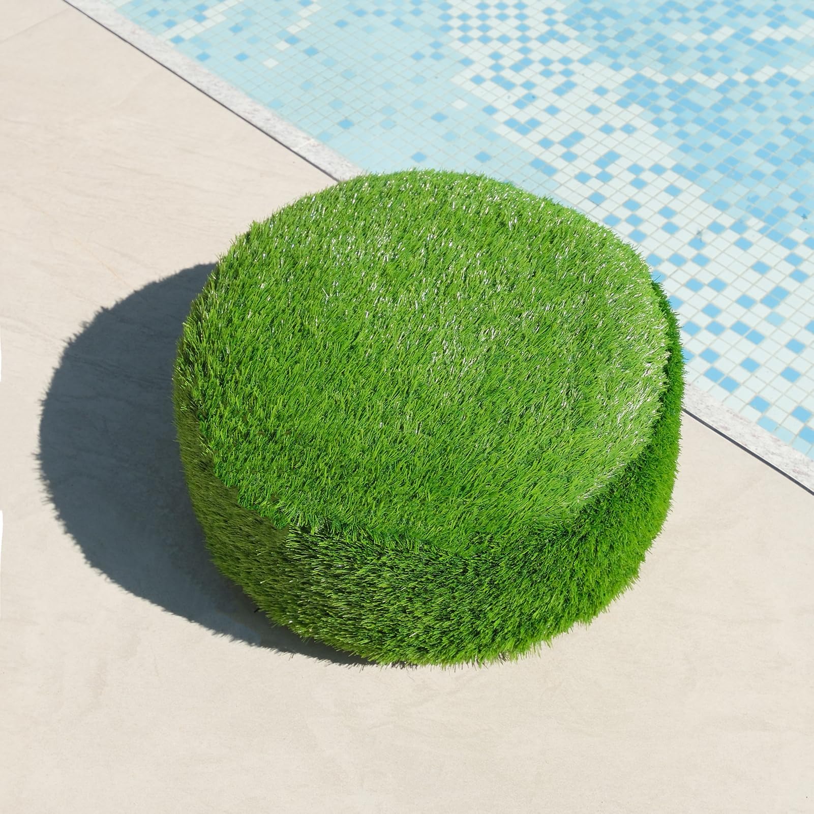 Artificial Grass Inflatable Ottoman with Air Pump