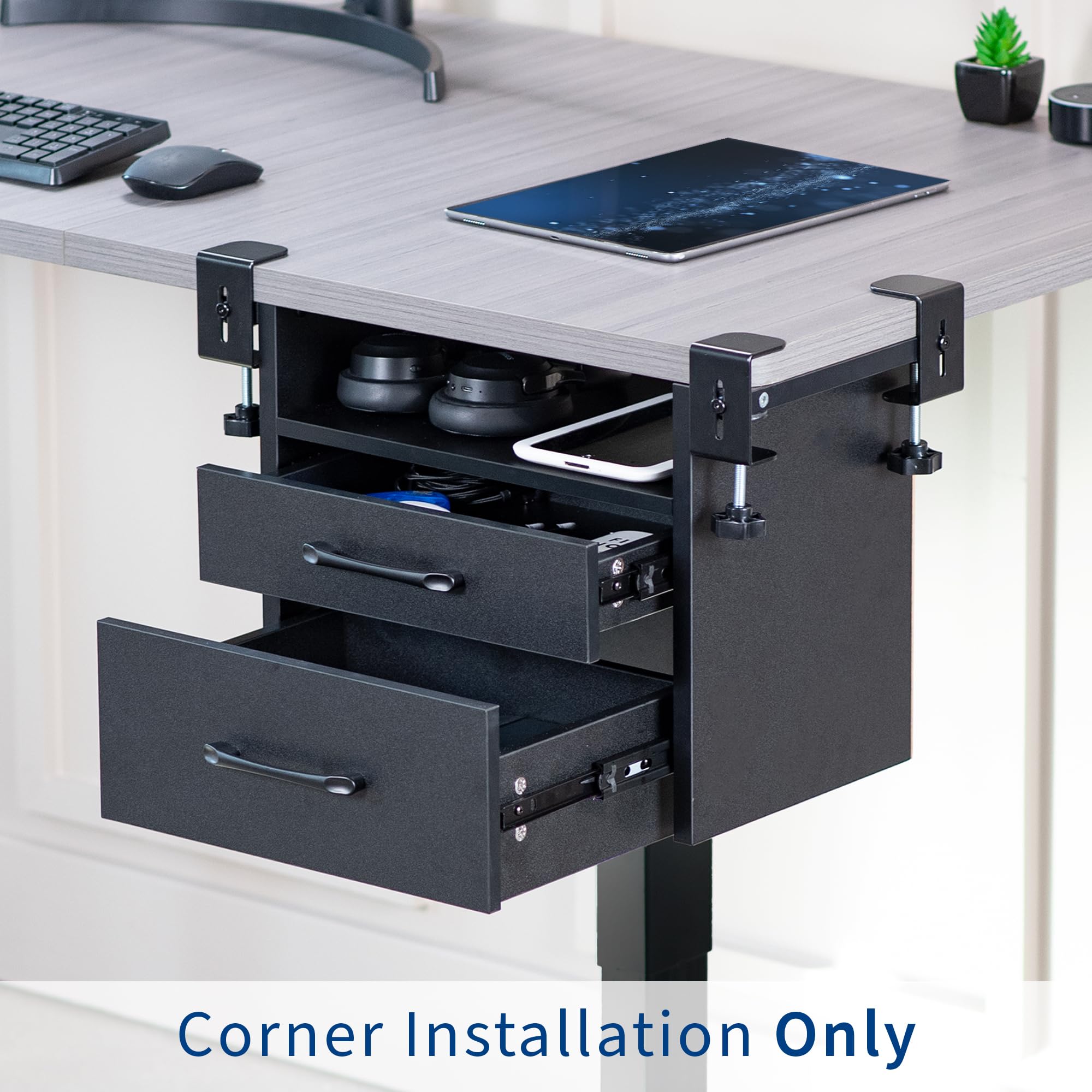 Corner Clamp-On Under Desk Drawer Organizer