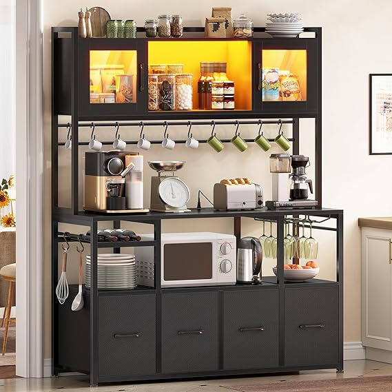 Baker's Rack with Power Outlet and LED Light
