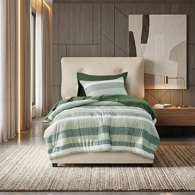 King Size Striped Comforter Set 7 Piece