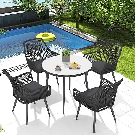 5-Piece Patio Dining Set with Cushioned Chairs