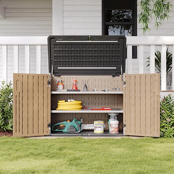 White Outdoor Storage Cabinet with 2 Shelves