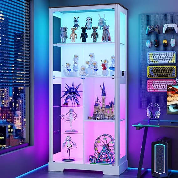 Display Cabinet with LED Lights and Glass Doors