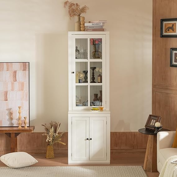 75.25 Inches Tall Display Cabinet with Tempered Glass Door