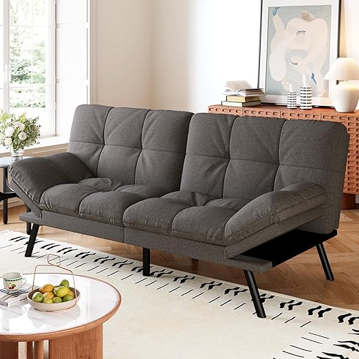 71" Convertible Futon Sofa Bed with Memory Foam