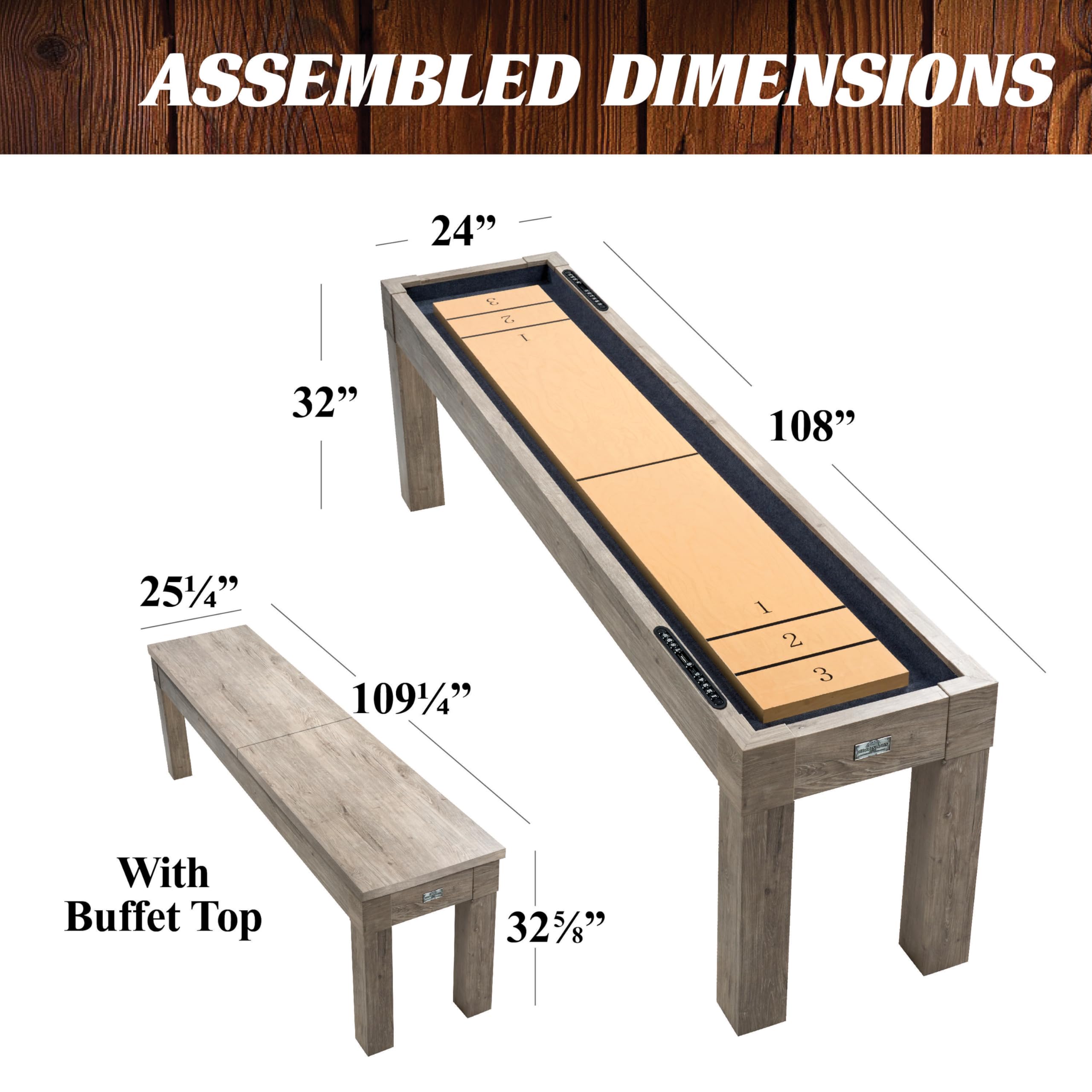 9 ft Monteray Shuffleboard Table with Buffet Top