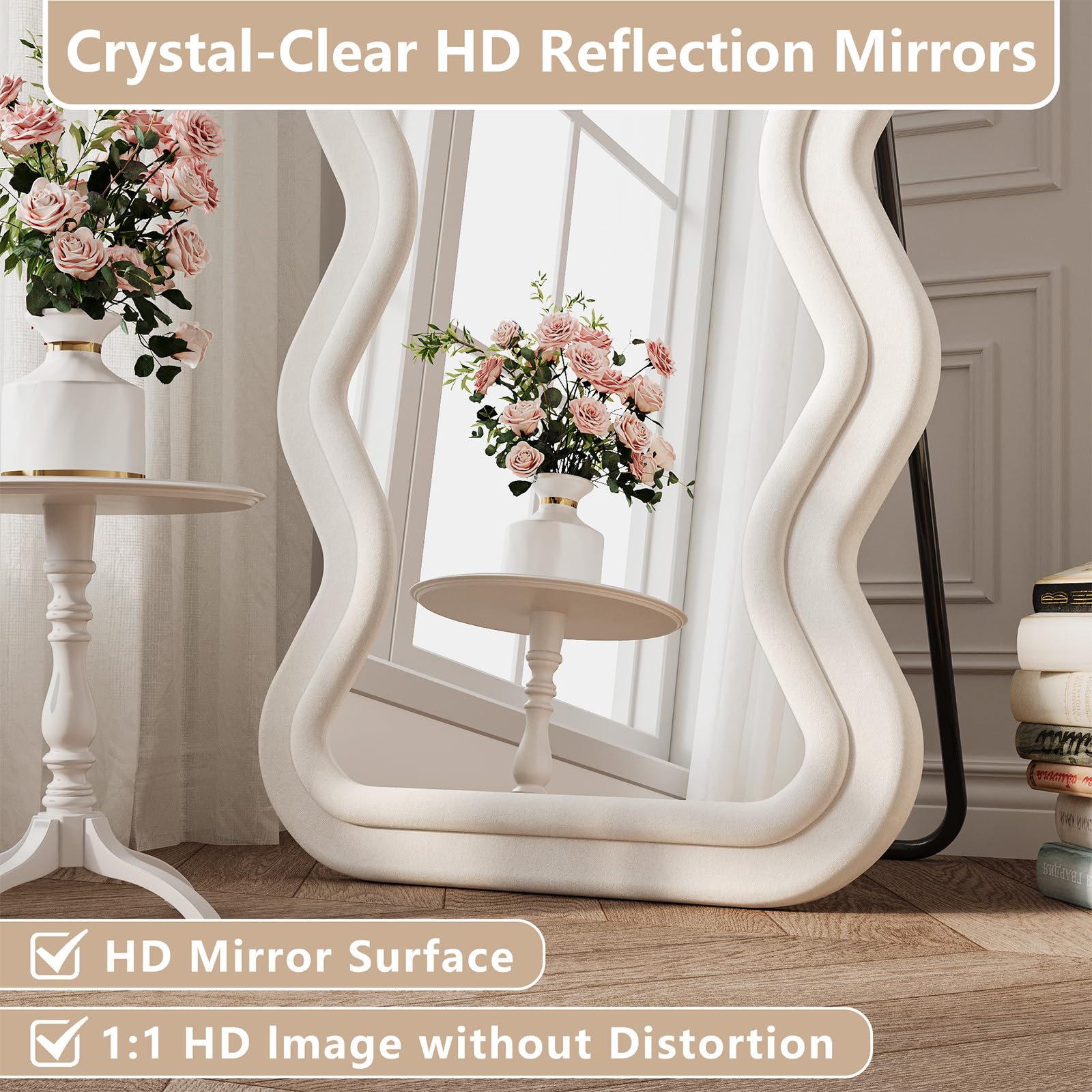 Wavy Full Length Mirror with Stand 71x32