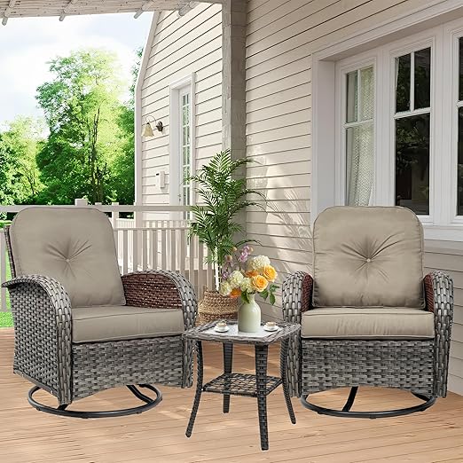 360° Swivel Rocker Patio Chairs Set of 2 with Cushions