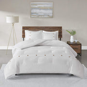 Cotton Waffle Weave Comforter Set King 3 Piece White