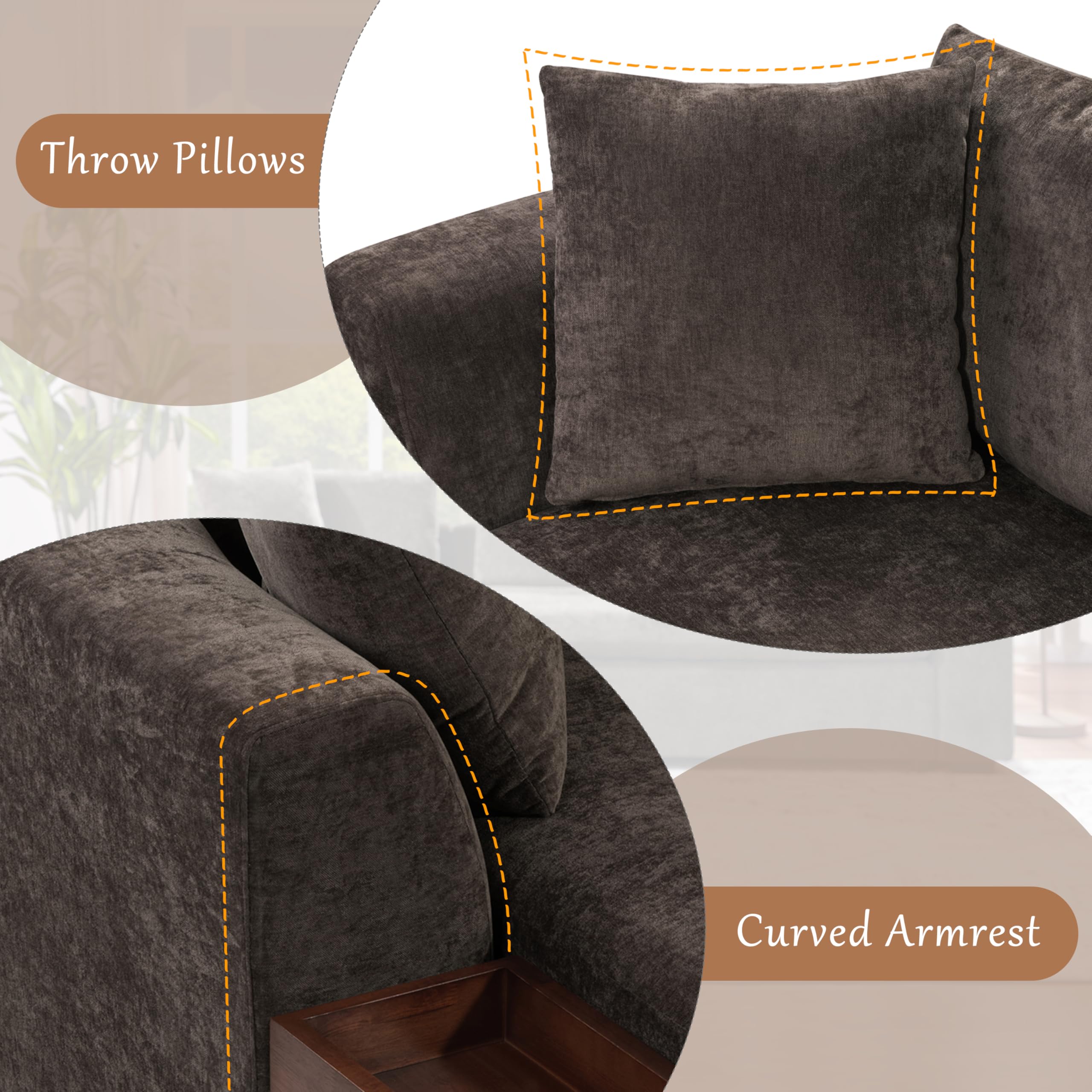 L-Shaped Sectional Sofa with Storage - 93.7" Chenille Fabric
