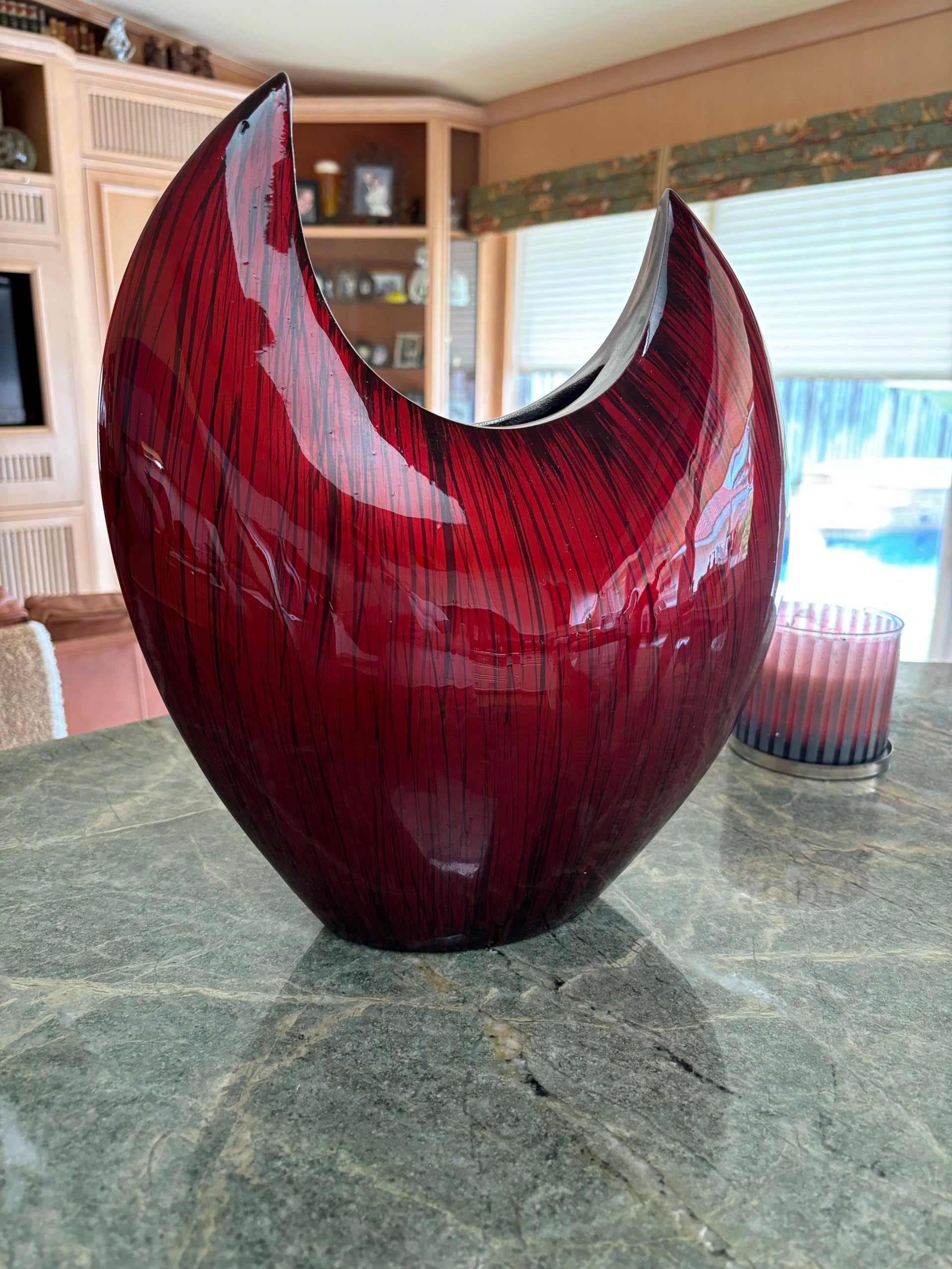 Acentuada Fat Pointed Red Glaze Vase 13.5" H