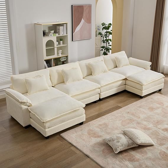 154" Modular Sectional Sofa Cloud Couch with Ottoman