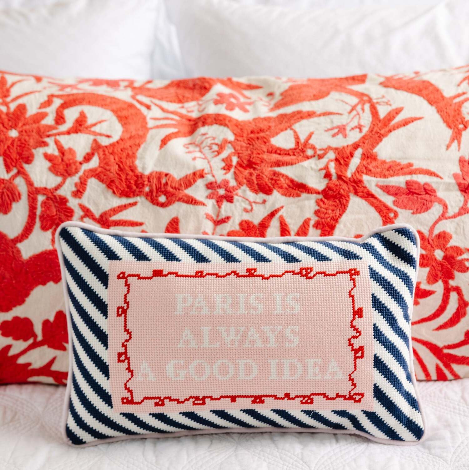 Paris Needlepoint Throw Pillow 9x15