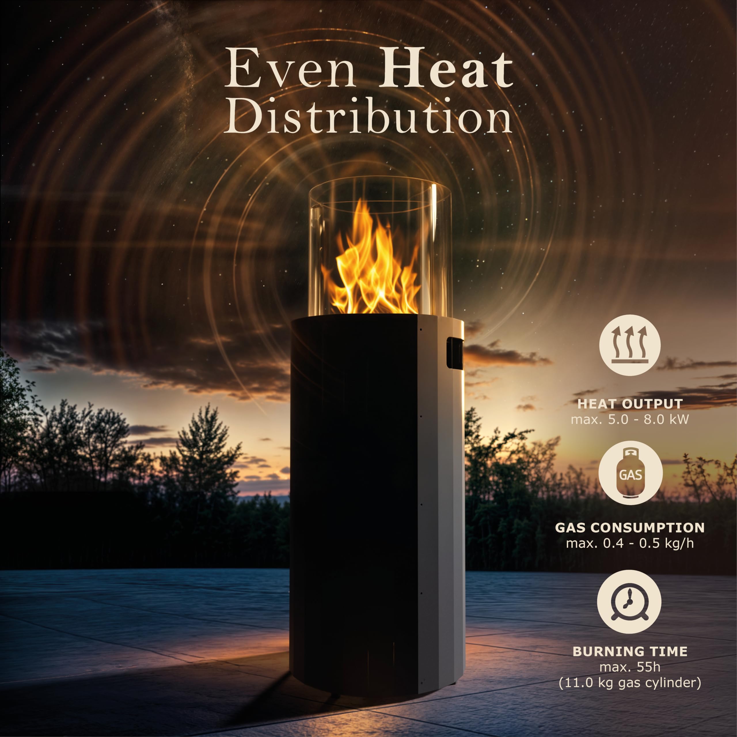 Outdoor Gas Fireplace with Glass Shield