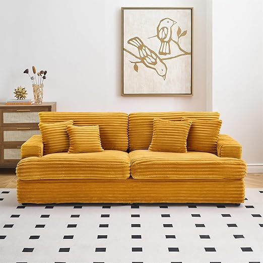 Pink Corduroy Sleeper Sofa 3-Seater with Deep Seat