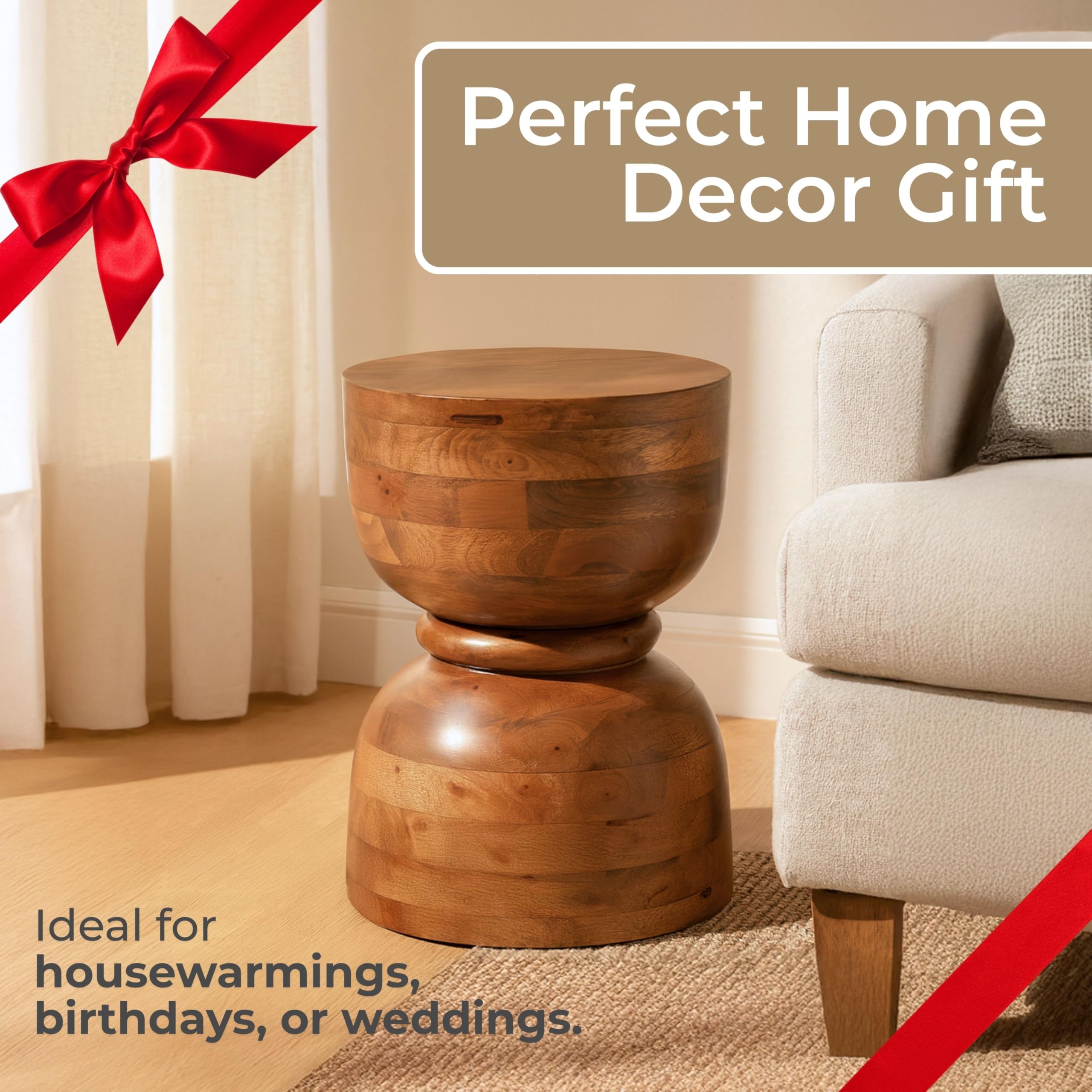 Mango Wood Round Accent Table