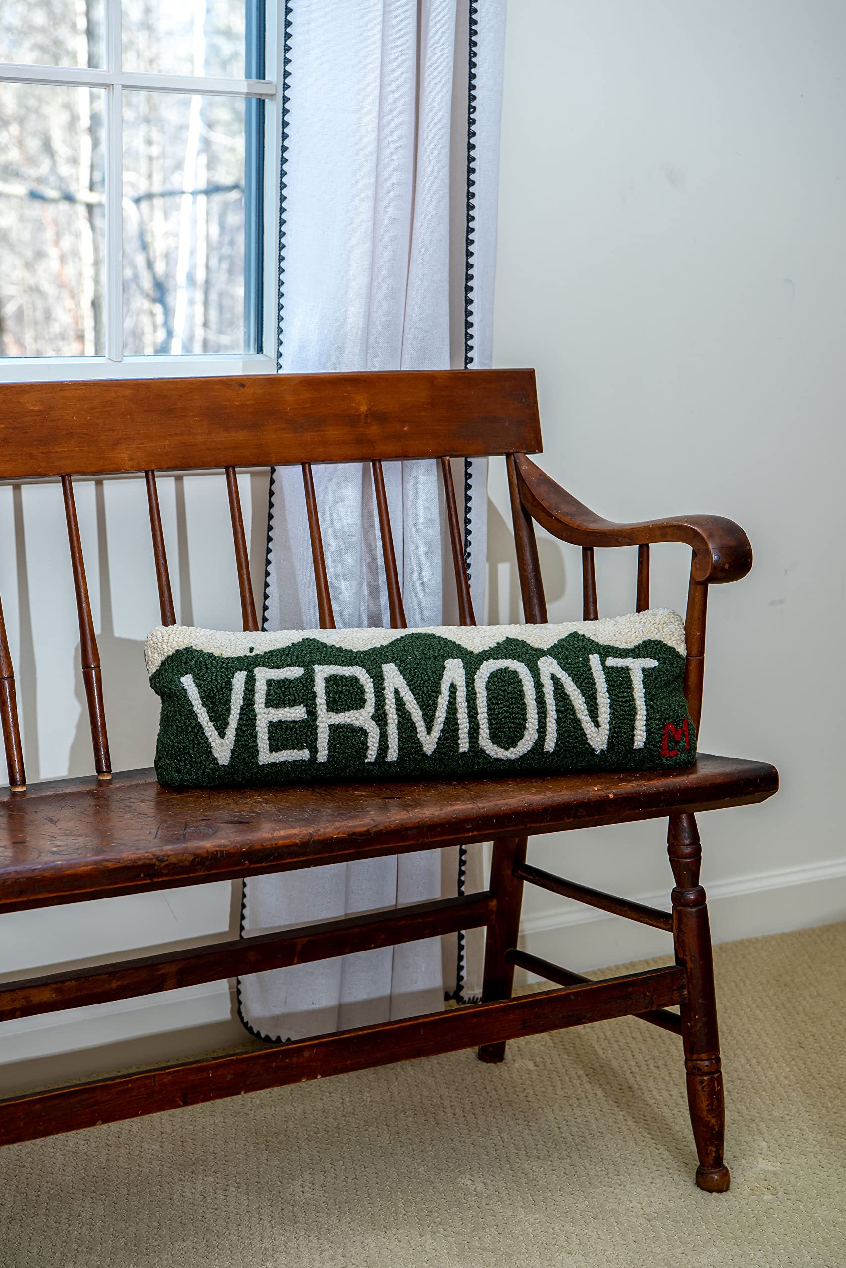 Vermont Hand-Hooked Wool Throw Pillow 8x24 Inch