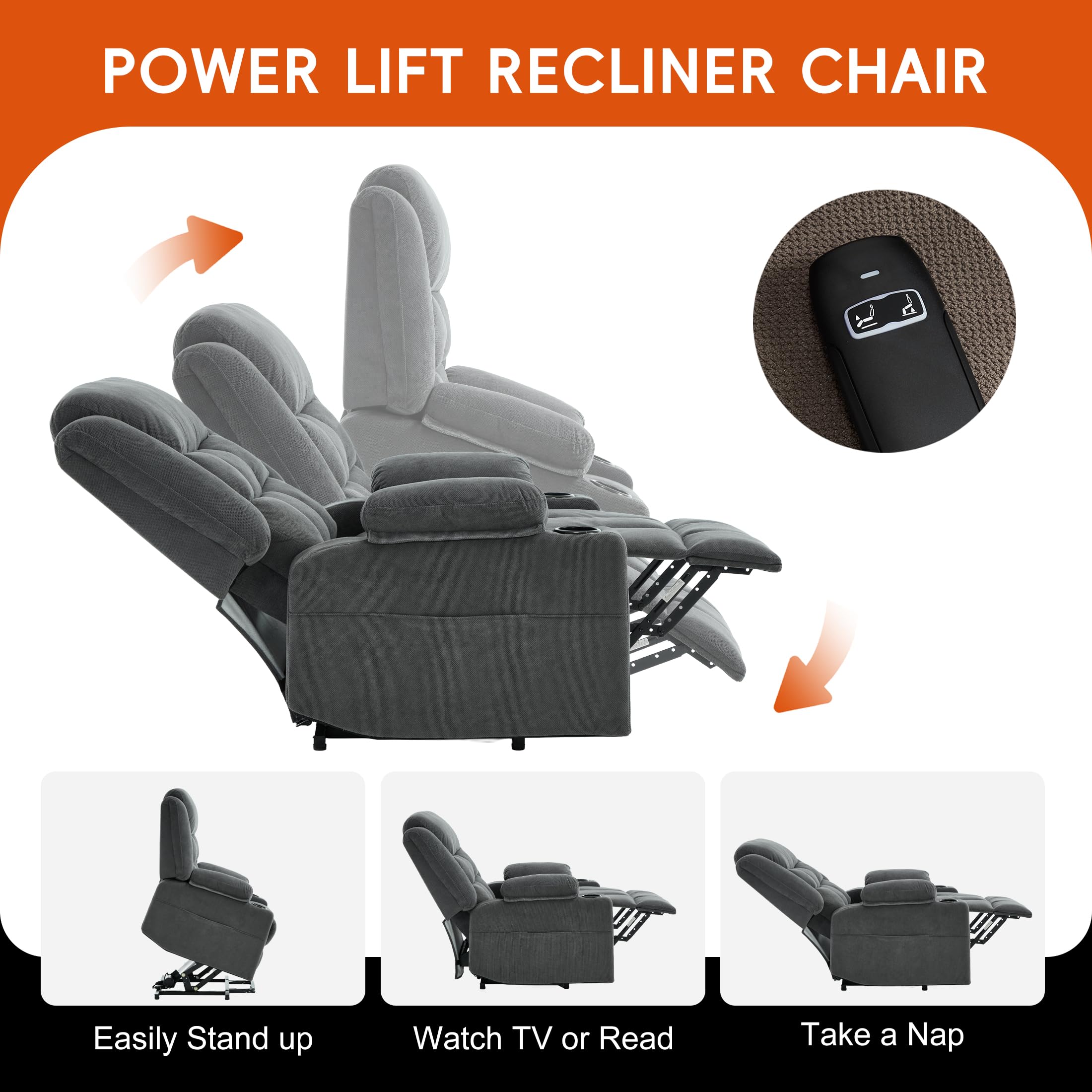 Electric Power Lift Recliner Chair with Massage and Heat