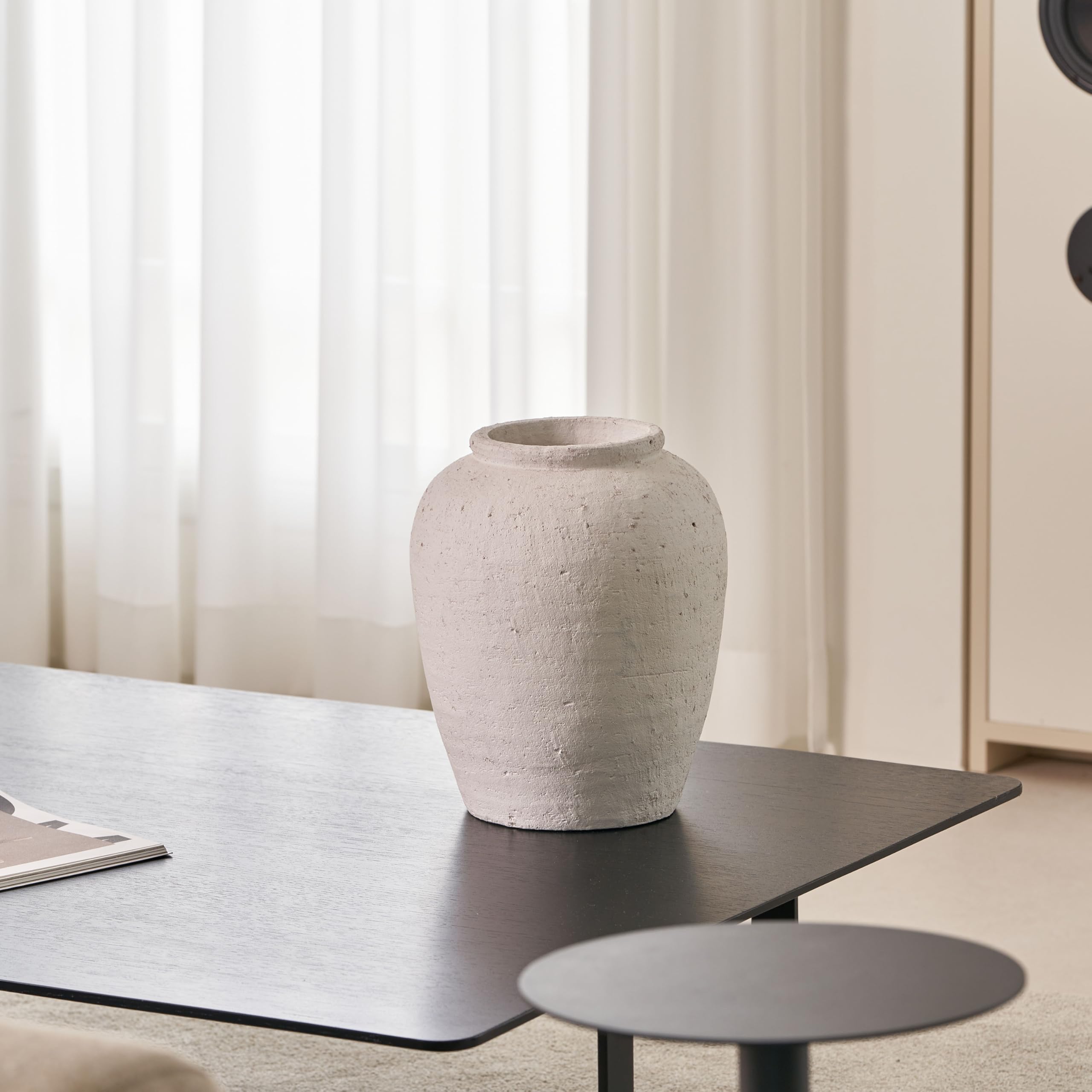 White Ceramic Large Vase 11" Tall Zen Style