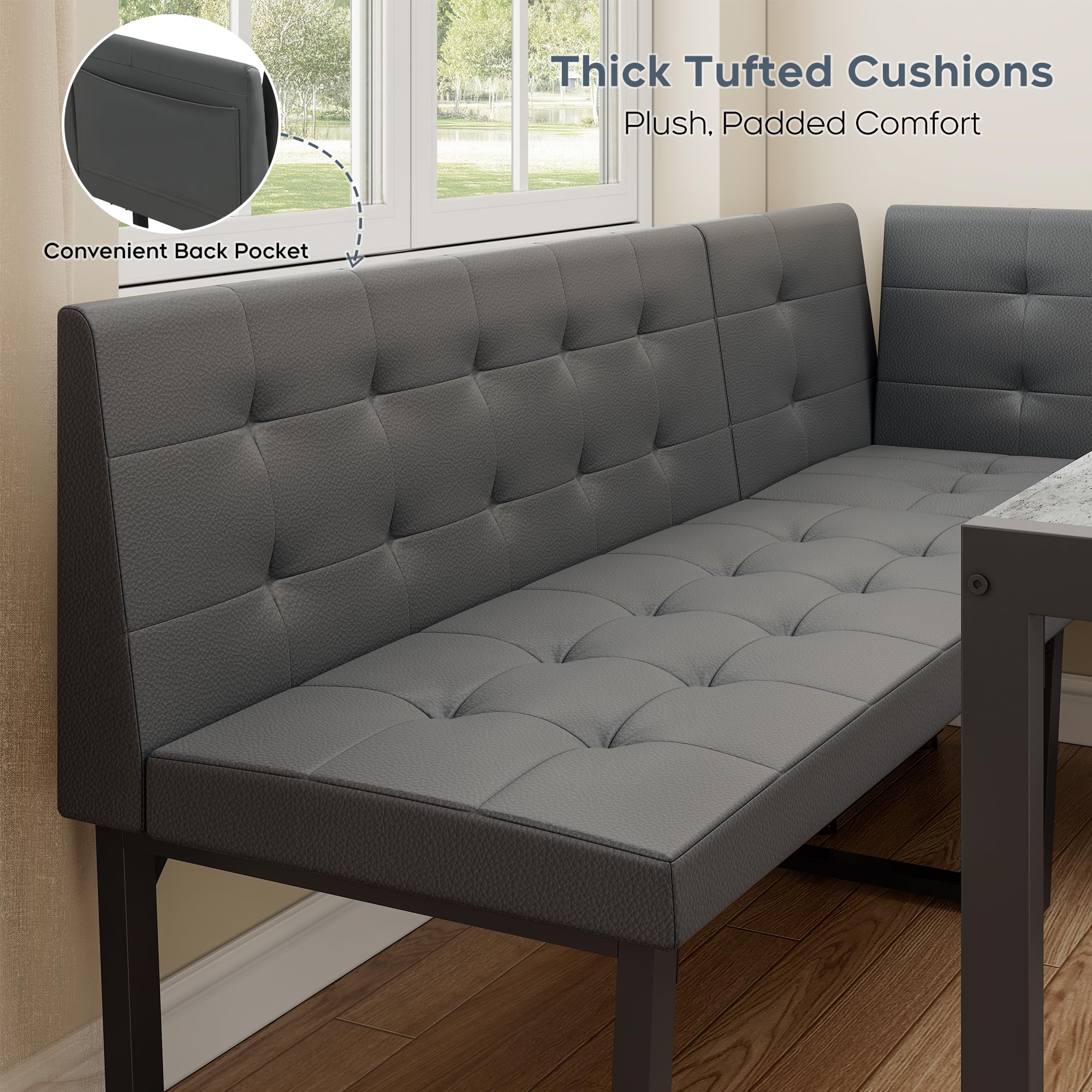 Corner Dining Table Set with Upholstered Banquette 5-Piece