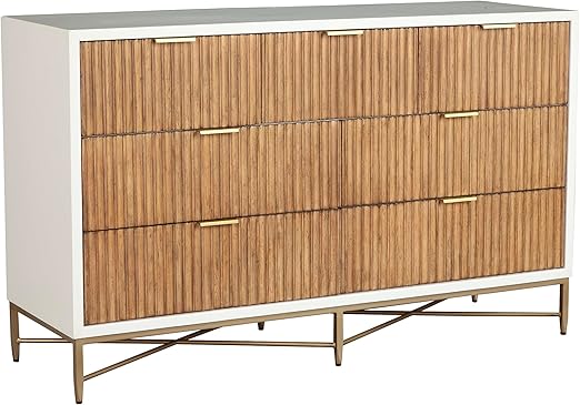Larsen Dresser White with Textured Wood Drawers