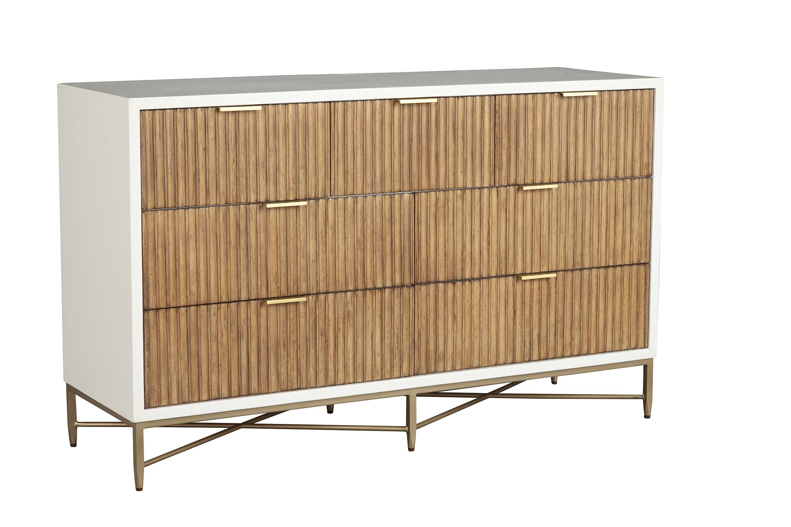 Larsen Dresser White with Textured Wood Drawers