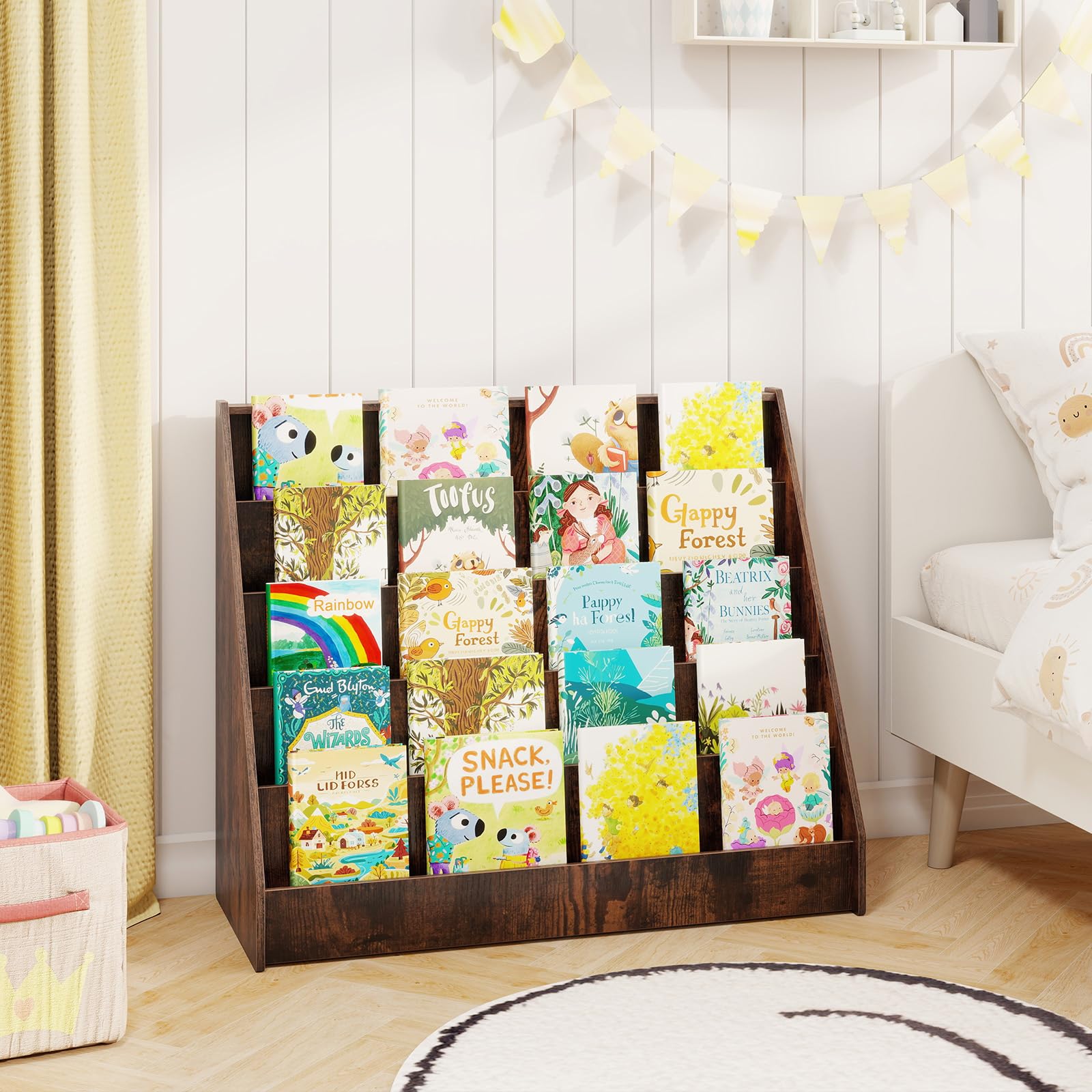 5-Tier Kids Bookshelf Rustic Brown