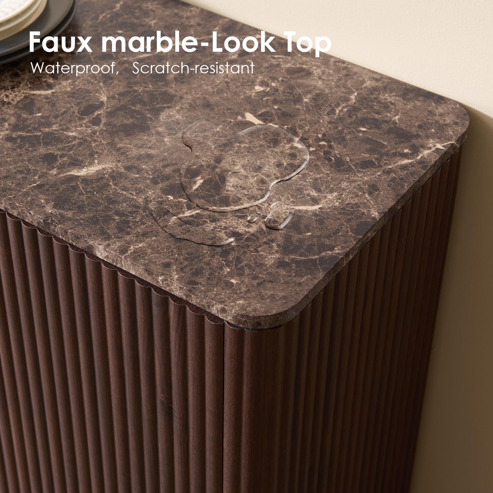 Fluted Sideboard Cabinet with Storage