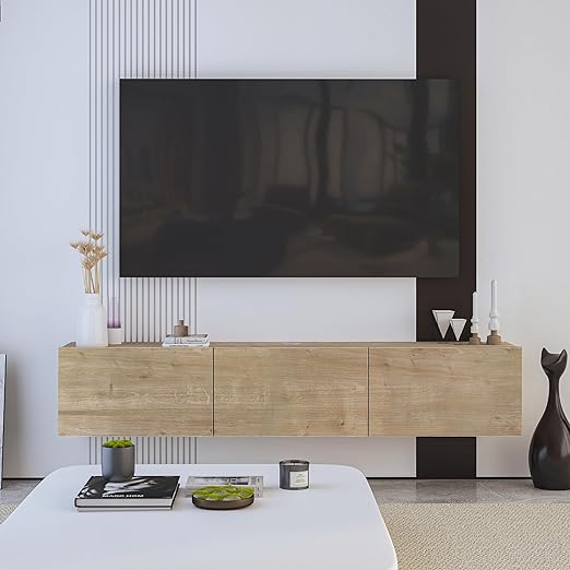 Modern Floating TV Stand White 63 Inch