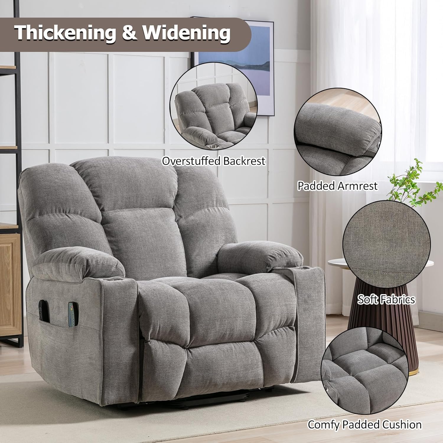 Dual Motor Power Lift Recliner Chair with Massage and Heat