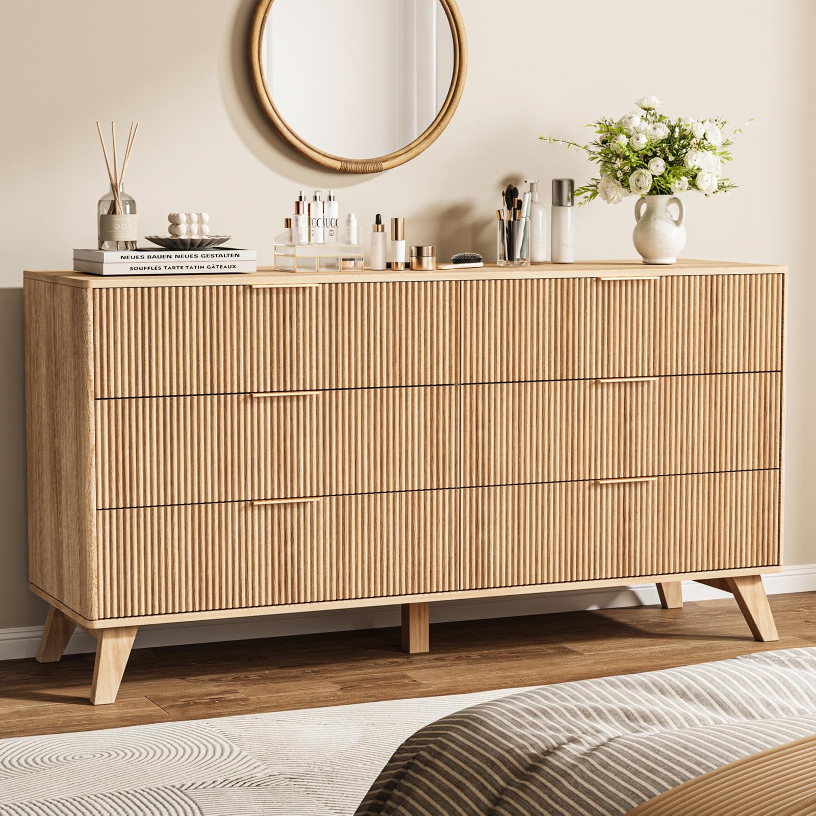 Fluted Dresser with 6 Drawers