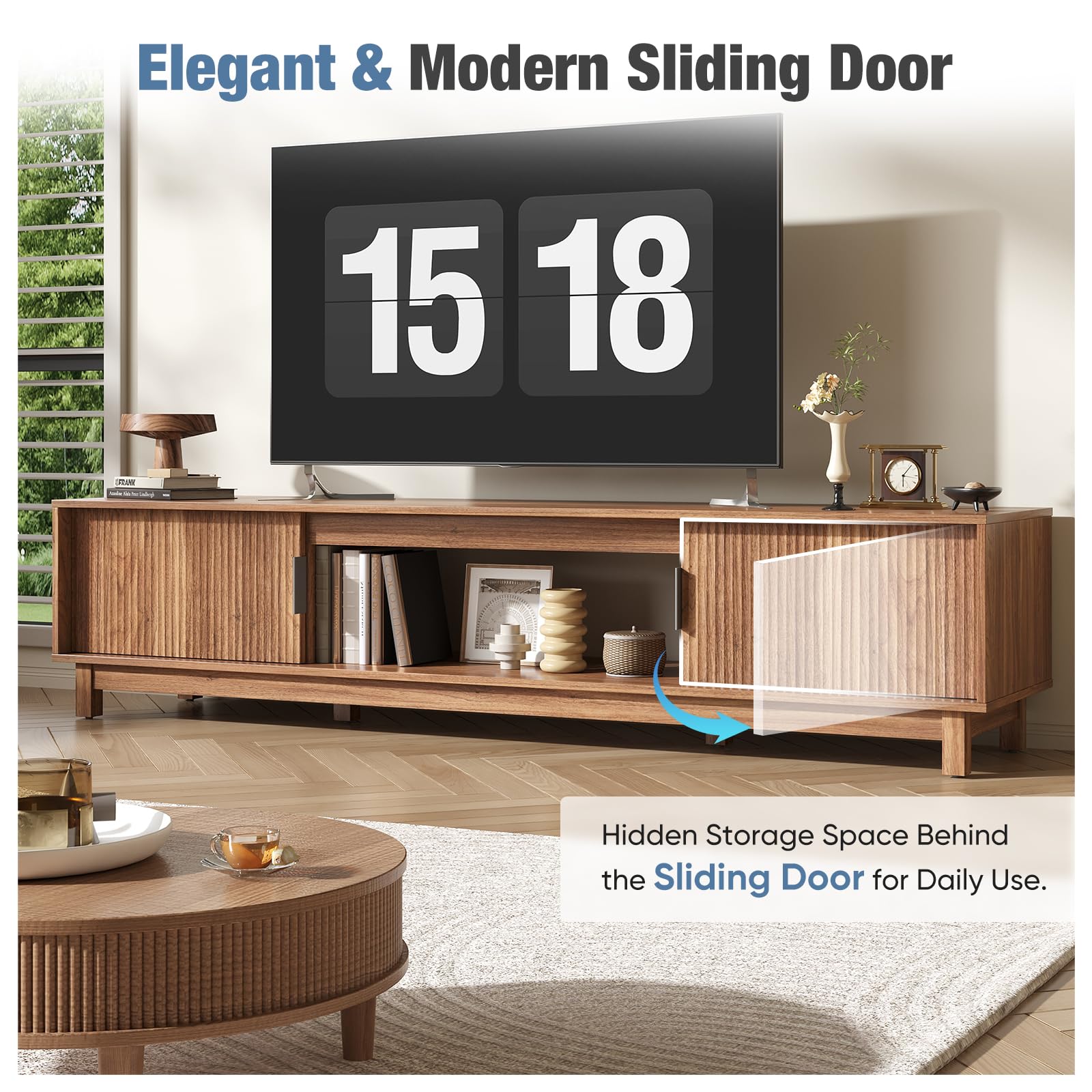 70" Mid-Century Modern TV Stand with Storage Cabinet