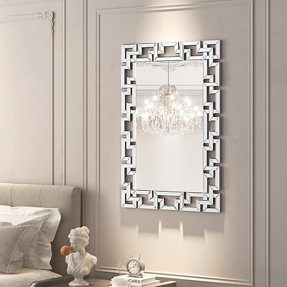 Rectangular Wall Mirror 40x28 Frameless Beveled Edge