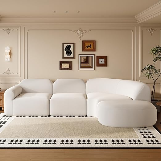 Modern Curved Sectional Sofa with Ottoman 4-Piece Set