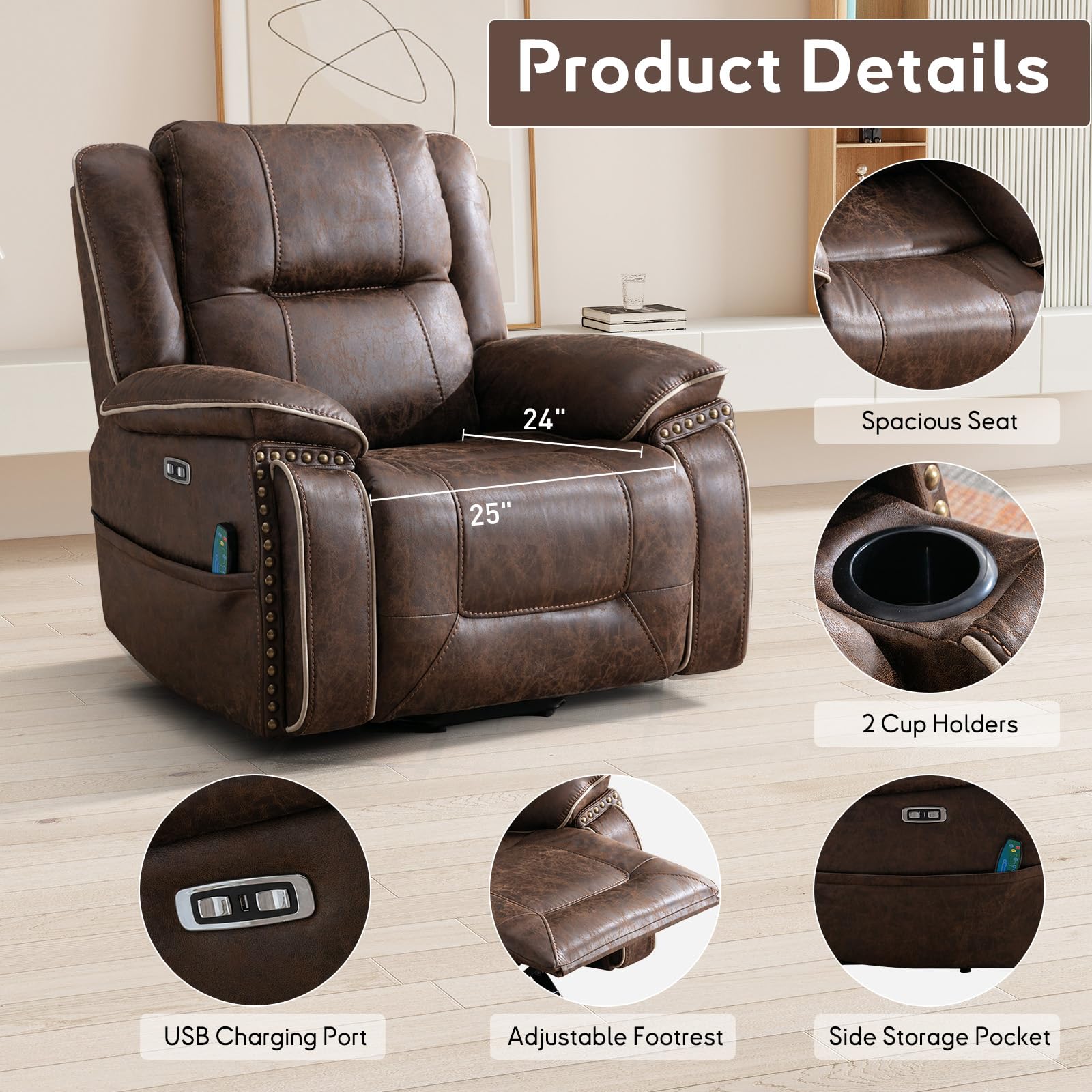 Power Lift Recliner Chair with Massage and Heat