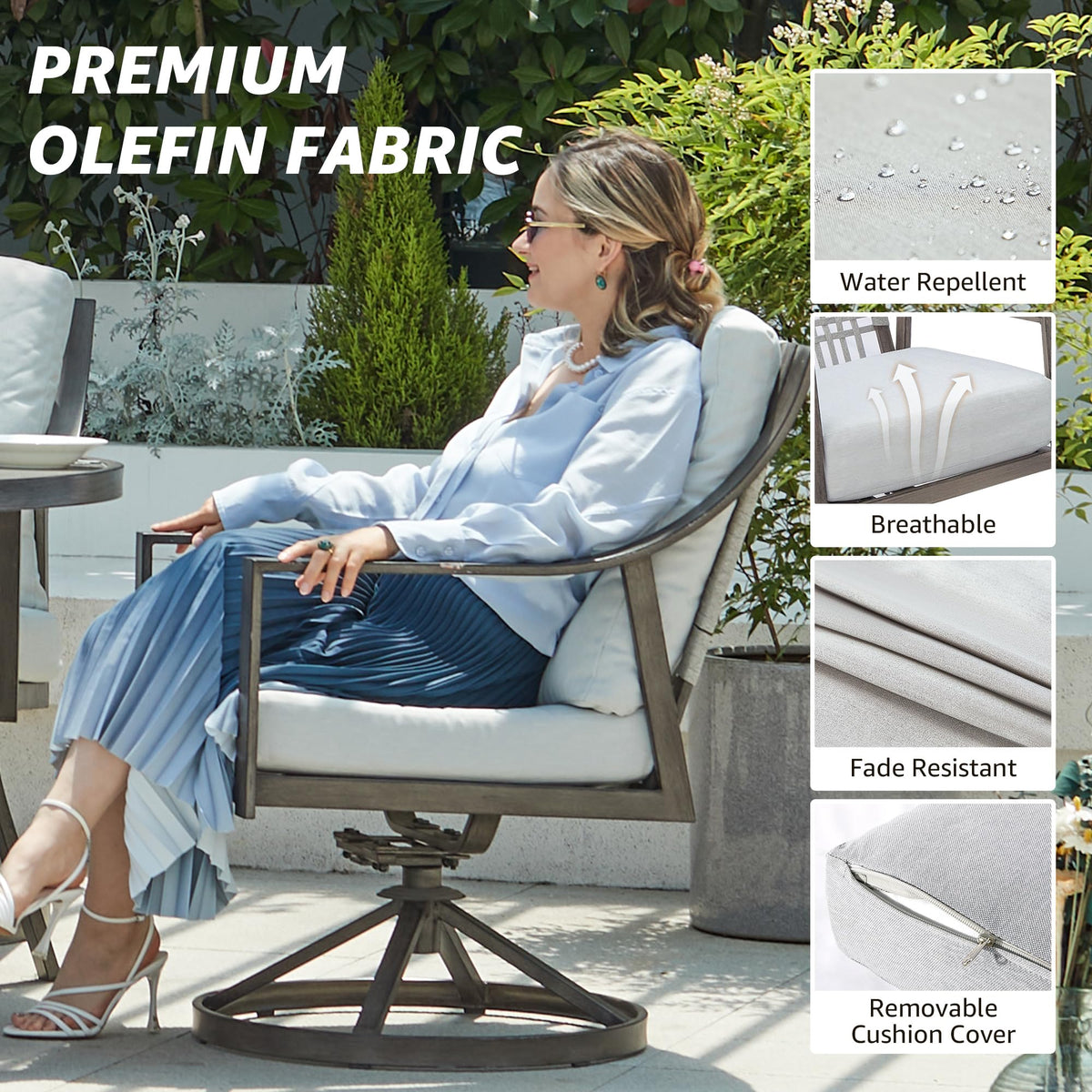 7 Piece Patio Dining Set with Swivel Chairs