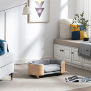 Elevated Dog Bed Pet Sofa with Solid Wood Legs and Velvet Cushion