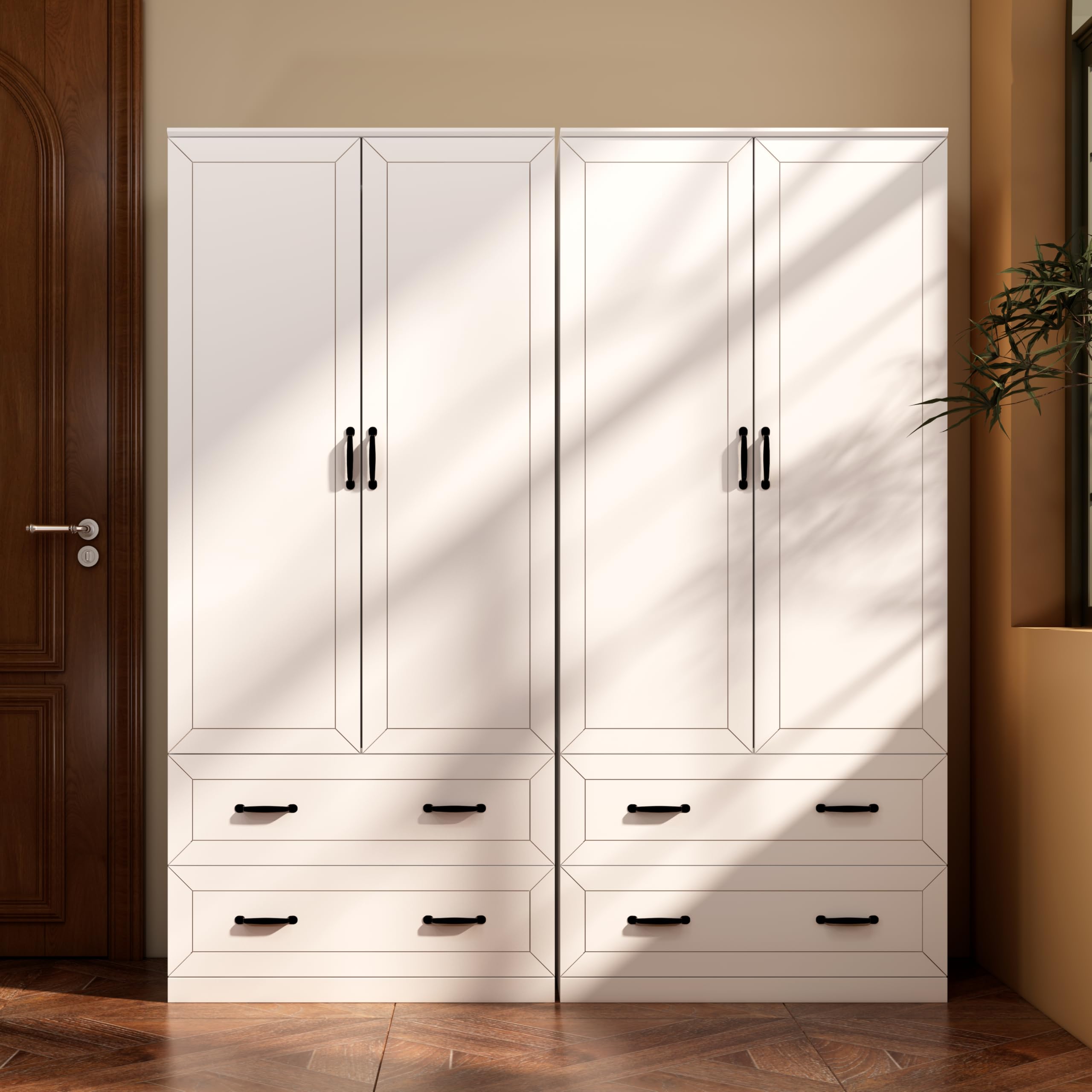 71" Wood Armoire with 2 Doors and 2 Drawers